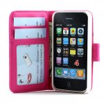 Wholesale iPhone 4S / 4 Simple Flip Leather Wallet Case (Hot Pink)